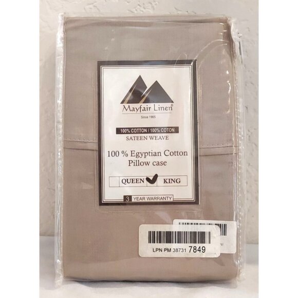 Mayfair Linen 100% Egyptian Cotton King Pillowcases -Tan NWOT - Picture 1 of 4